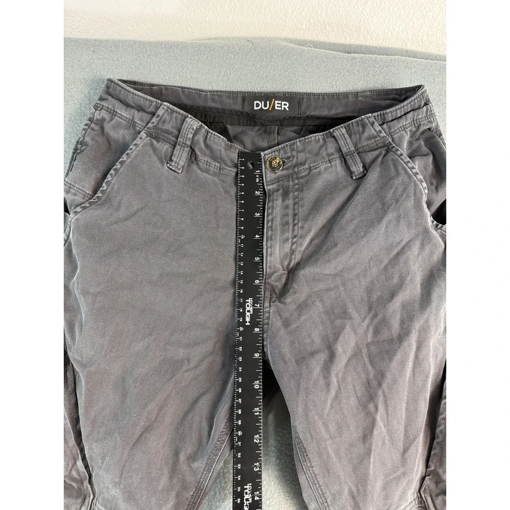 DU/ER Pants Mens 32x30 Gray Slim Fit Cargo Canvas Ankle Zip Travel MPTH1006